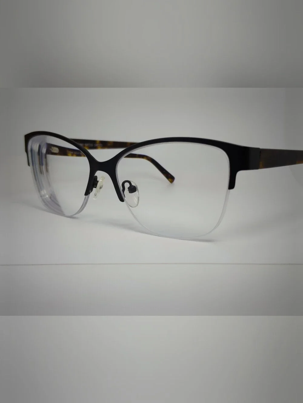 Feline. Black Semi-Rimless Women's Metal Eyeglass Frames.